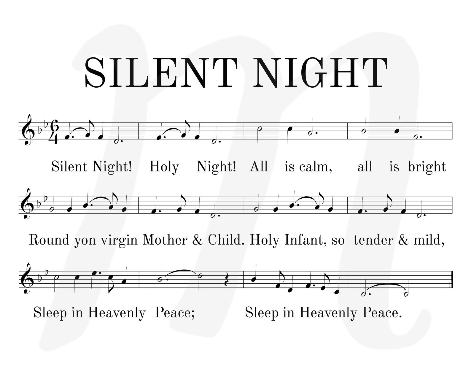 Sheet Music Art silent Night. Hymnal Style. INSTANT DOWNLOAD Etsy