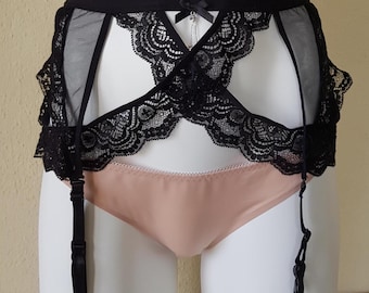 ブラックレース LILIANE レトロスタイル ガーターベルト サイズ XS-3XL