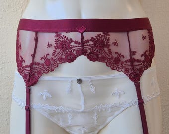 Cintura reggicalze in pizzo rosso vintage di Charade • Era Y2K • Lingerie romantica in pizzo • Taglia S