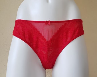 Y2K Red lace Panties by Victoria's Secret | floral red lace Brief Size L