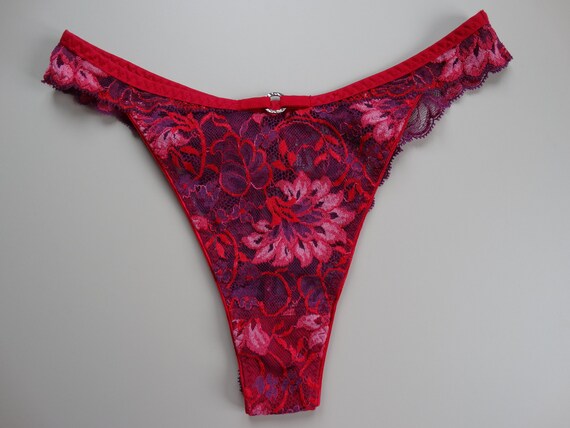 Vintage AUBADE Model 'flamme' Red & Pink Semi Sheer - Etsy