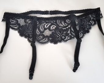 Vintage garter belt by Triumph Black Floral Lace Suspender Belt Size L