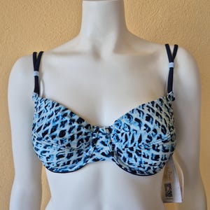 Clearance Retro Blue Bikini Top – SUNFLAIR L Cup B – Final Sale – Free US Shipping