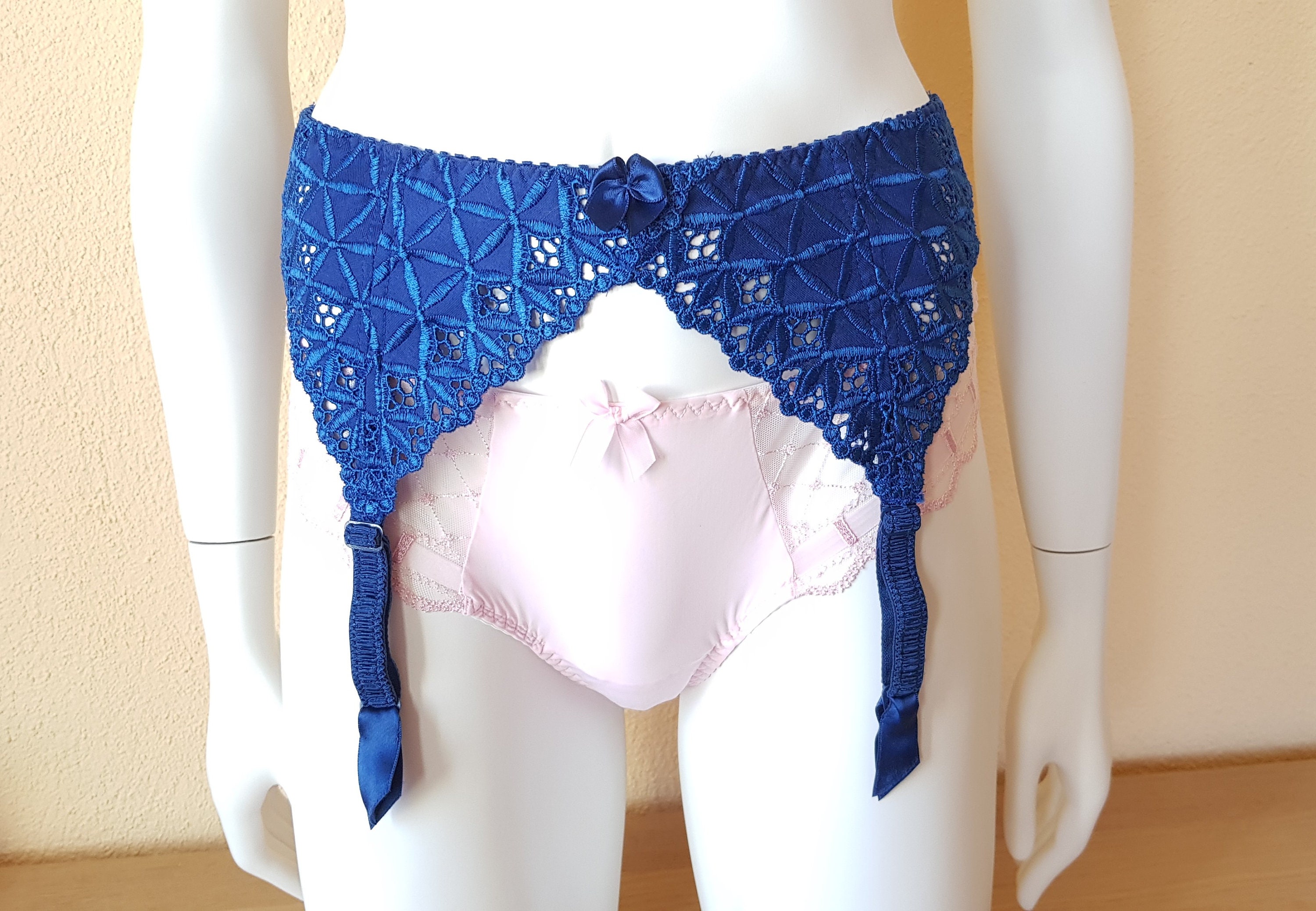 Blue suspender belt deals