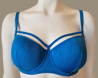 Vintage Marlies Dekkers Space Odyssey Bra 75C 34C, Cyberpunk Blue Balconette Bra, Whimsigoth Strappy Designer Archive Lingerie