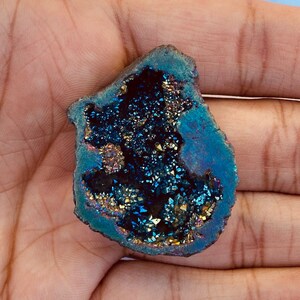 Large Rainbow Blue Green Titanium Geode Pendant Abstract Designer ...