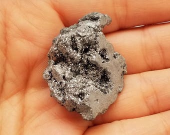 Titanium Silver Druzy, Crystal Quartz Cluster, Silver Druzy Specimen, Stones, Rocks, Minerals, Crystal Cluster, Silver Rocks