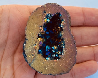 Large Colorful Rainbow Stone Titanium Geode Stone Designer | Etsy