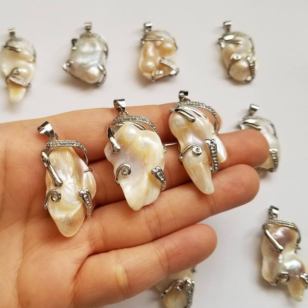 Large White Keishi Pearl, Minimalist Pearl Pendant, Large Pearl Pendant, Necklace Pendant, White Pearl, Large Pearl Specimen, Large Pearls D