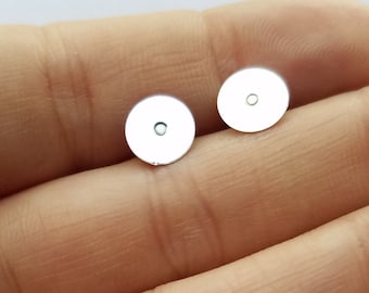 Pendientes de pernos de acero inoxidable quirúrgico hipoalergénicos, almohadillas para pendientes en blanco de 8 mm, pendientes de bricolaje, joyas de bricolaje