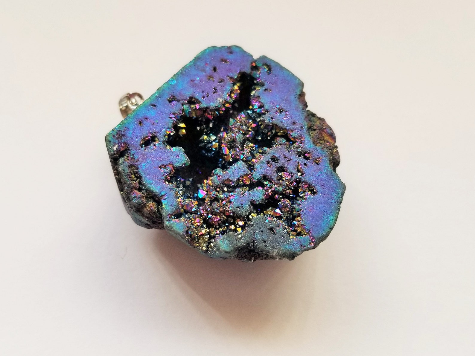 Large Purple Rainbow Blue Titanium Geode Pendant Abstract | Etsy