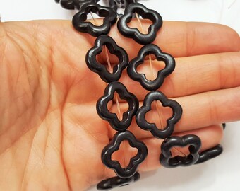 Black Clover Beads, Connector Beads, Black Flower Beads, Clover Charms, Cover Beads, Pendant Beads, Large beads