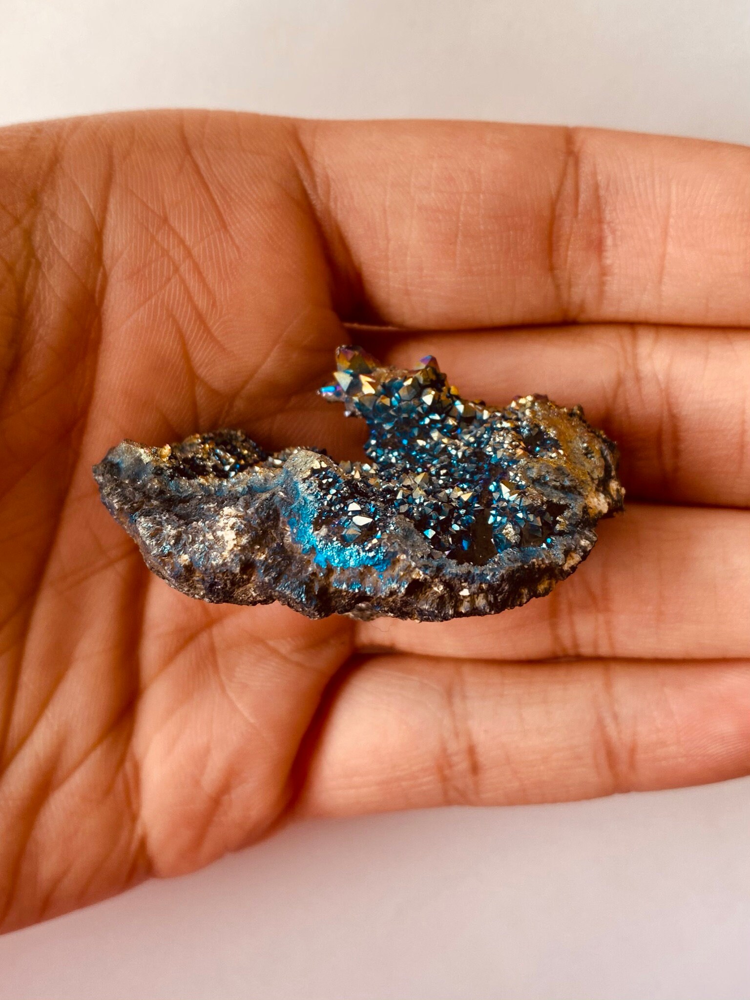 Large Rainbow Druzy Titanium Geode Pendant Abstract Designer - Etsy