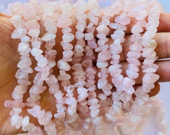 30 Inch Strand Pink Rose Quartz Bead Chips, Tiny Stones, Small Rose Quartz beads, Tiny Rocks, Tiny Stones, Natural Rose Quartz Stones