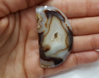 Flatback Brown & White Natural Agate Cabochon, Pear Shape Designer CAB, Agate Gemstone, Necklace Pendant, Agate Cabochon