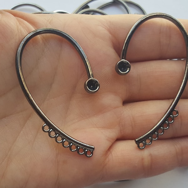 Unique Gunmetal Ear Cuff Earring Finding Non Pierced Gun Metal Wrap Around Ear Wrap Jewelry Component