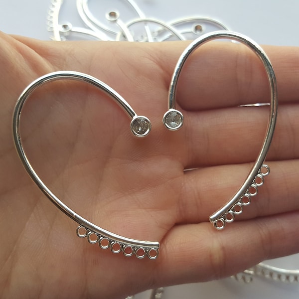 Unique Silver Ear Cuff Earring Finding Non Pierced Dark Silver Wrap Around Ear Wrap Jewelry Component