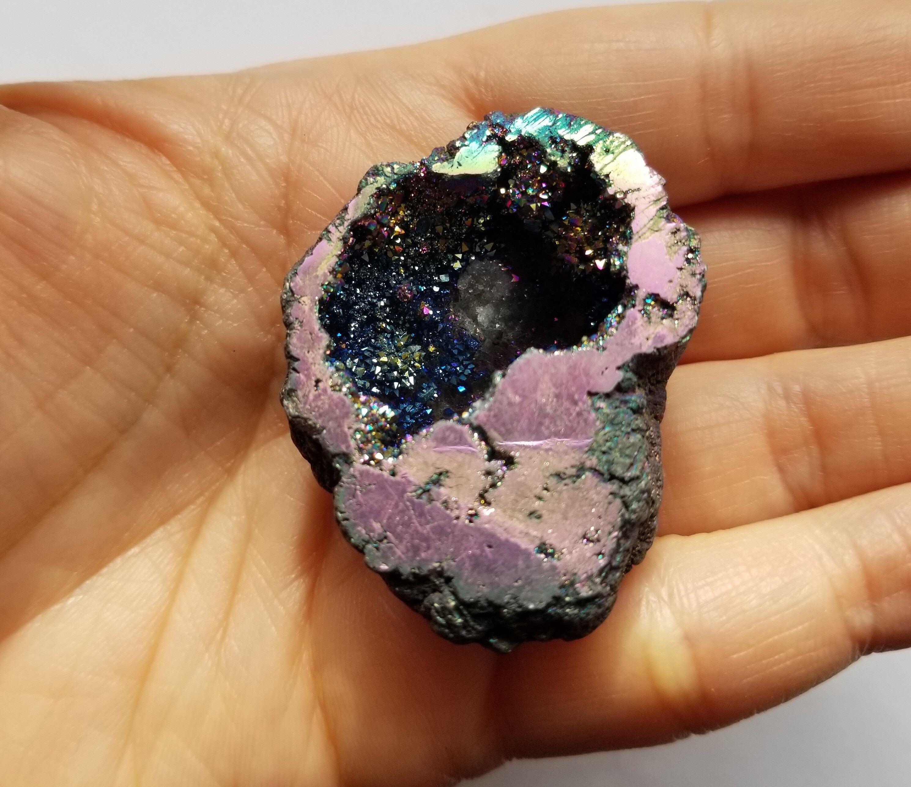 Purple Rainbow Blue Titanium Geode Pendant Abstract Designer | Etsy