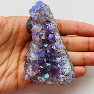 Große Engel Aura Amethyst Kristall Cluster Stein, ein von einer Art Kristall-Cluster, einzigartige Rohsteine, lila Amethyst Kristall Exemplar
