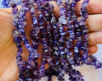 30 Inch Strand Purple Amethyst Bead Chips, Tiny Stones, Small Purple Amethyst beads, Tiny Rocks, Tiny Stones, Natural Purple Amethyst Stones