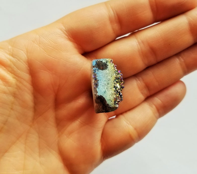 Small Titanium Colorful Rainbow Geode Druzy Pendant Small | Etsy