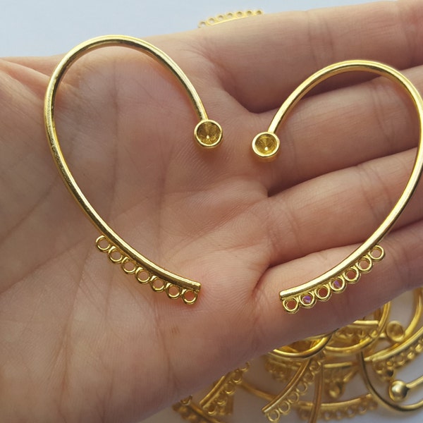 Unique Gold Ear Cuff Earring Finding Non Pierced Dark Gold Wrap Around Ear Wrap Jewelry Component