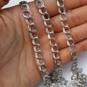 Large Silver Chain, Double Link Chain, 8x6mm Chain, Jewelry Supplies, Large Chains, Silver Chain, Double Silver Chain