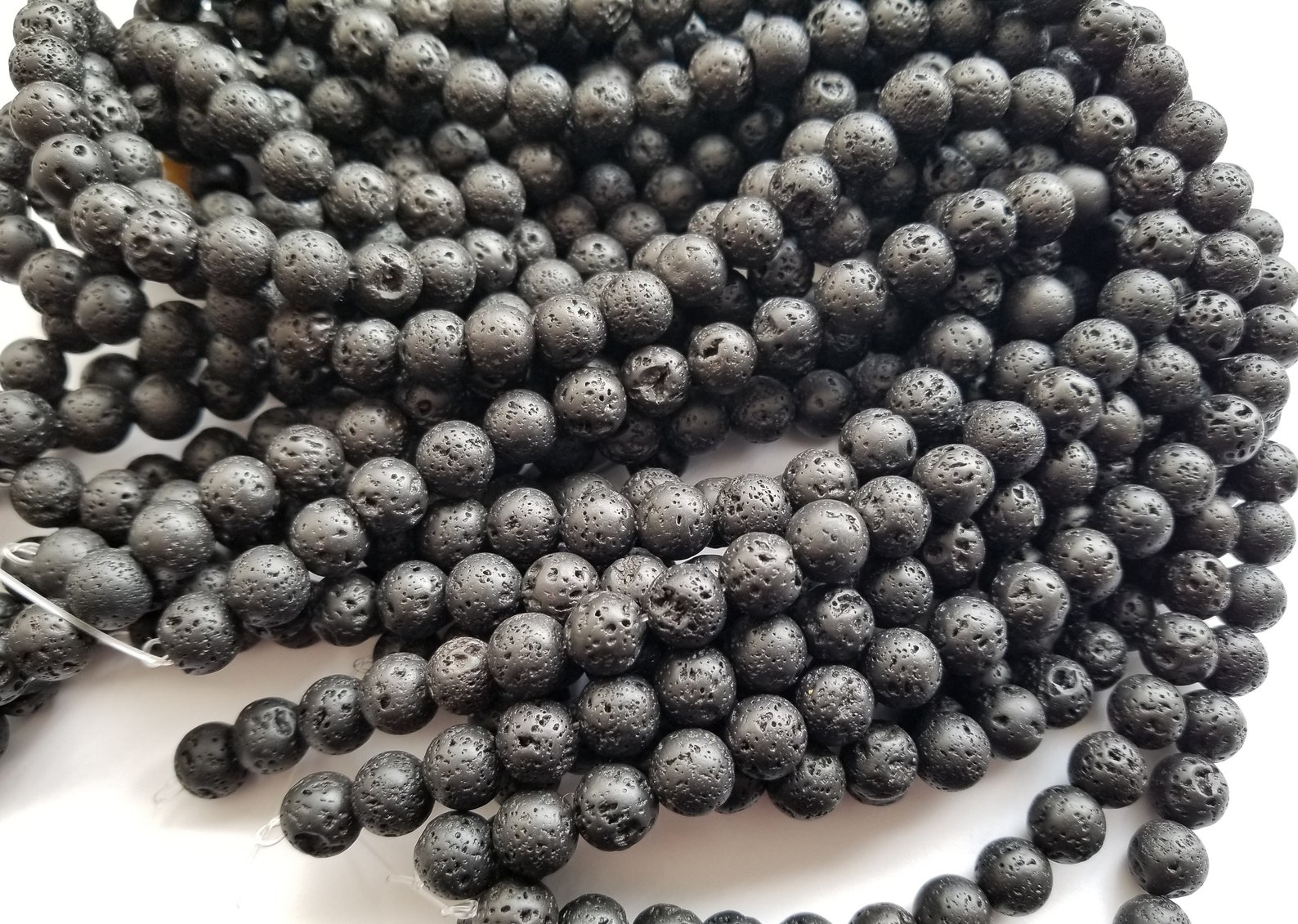 10mm Lava Rock Beads 15 Inch Natural Black Lava Beads Aroma Etsy