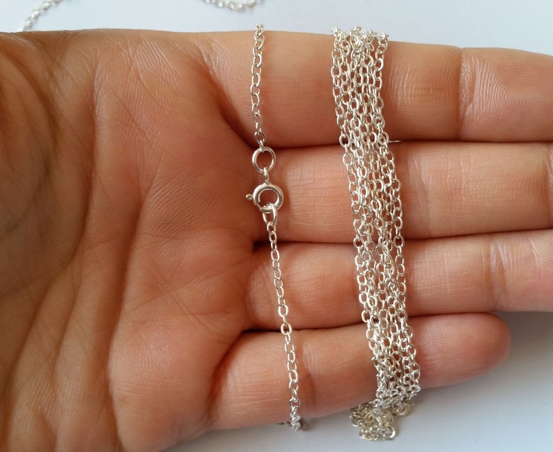 Solid Sterling Silver Necklace Chain 18 Inch Silver Necklace Etsy