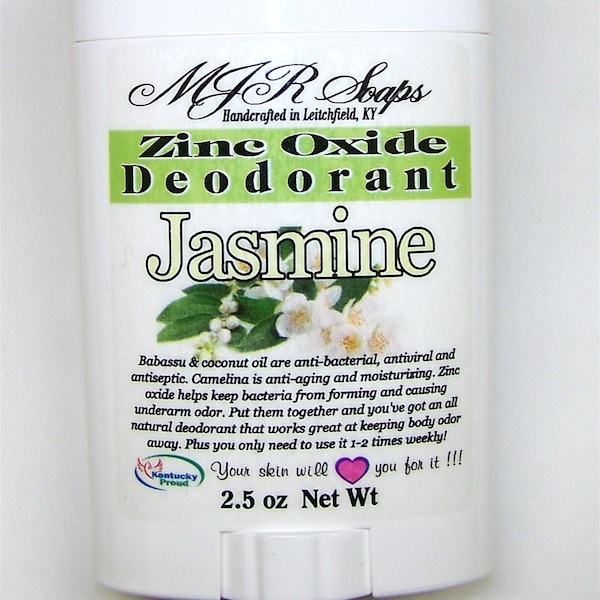 Jasmine (Absolute) Non Nano Zinc Oxide Deodorant [aluminum and paraben free] Handcrafted by MJR Soaps