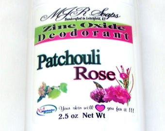 Patchouli Rose Deodorant: Non Nano Zinc Oxide, Aluminum & Paraben Free by MJR Soaps
