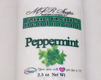 Peppermint Deodorant: Non Nano Zinc Oxide, Aluminum & Paraben Free by MJR Soaps