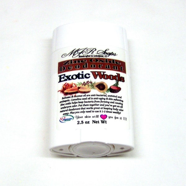 Exotic Woods Non Nano Zinc Oxide Deodorant [aluminum and paraben free] by MJR Soaps