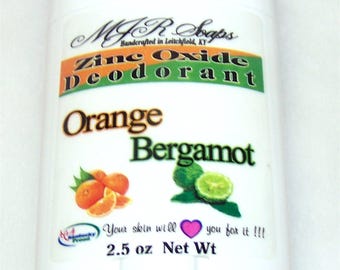 Orange Bergamot Deodorant: Non Nano Zinc Oxide, Aluminum & Paraben Free by MJR Soaps