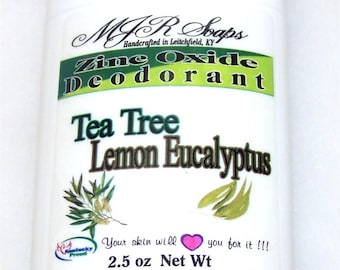 Tea Tree  Lemon Eucalyptus Deodorant: Non Nano Zinc Oxide, Aluminum & Paraben Free by MJR Soaps
