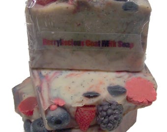 Berryliscious Blue Poppy Seed Goat Milk Soap-Palm Free, Natural - Organic by MJR Soaps