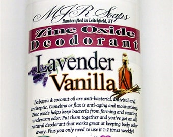 Lavender EO & Vanilla Extract Non Nano Zinc Oxide Deodorant [aluminum and paraben free] Handcrafted by MJR Soaps