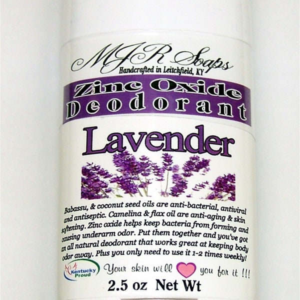 Lavender EO Non Nano Zinc Oxide Deodorant [aluminum and paraben free]Handcrafted by MJR Soaps