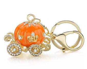 Pumpkin Key Chain Carriage, Crystal Carriage Key Chain, Handbag Car Keyring, Keychain Holder, Purse bag keychain holder, crystal keychain