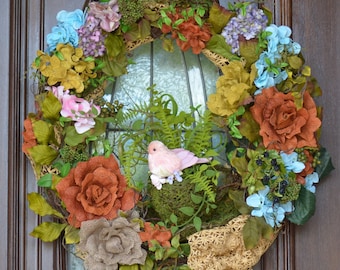 Large Fall Wreath, Large Hydrangea Decor Door Wreath, Fall Grapevine Decor Wreath, Grapevine Decor Outdoor Wreath