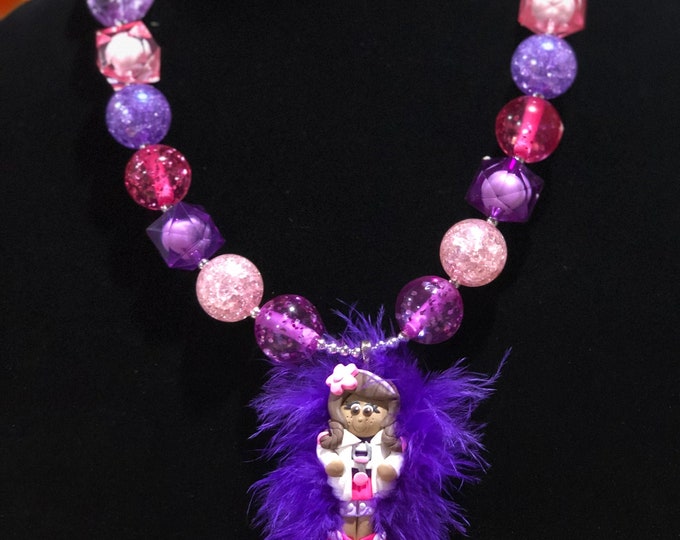 Doc McStuffins Bubble Bead Necklace, Doc McStuffins Pendant, Polymer Clay Doc McStuffin Pendant, Doc McStuffins Beads, McStuffins Necklace