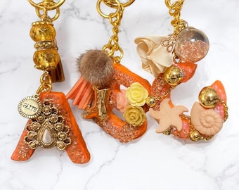 Vintage Monogram Keychain: Handmade Yarn Initial Charm