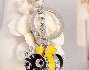 Cute Bumble Bee Key Ring Holder, Car key ring, Bumble Bee Pendant, Bee Key Ring, Kee Key Chain Ring, Key Chain Bag Purse Ring