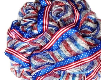 4th Of July Wreath, USA Wreath, July Wreath, Americana Wreath, Patriotic Flag Wreath, Americana Flag Wreath, Fourth of July Wreath