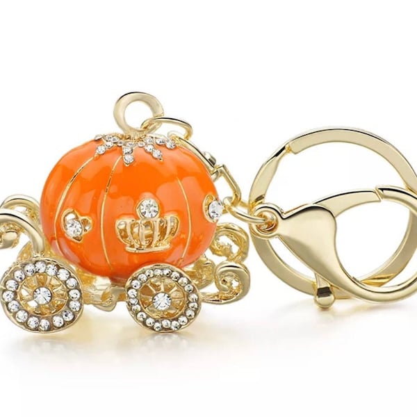 Pumpkin Key Chain Carriage, Crystal Carriage Key Chain, Handbag Car Keyring, Keychain Holder, Purse bag keychain holder, crystal keychain