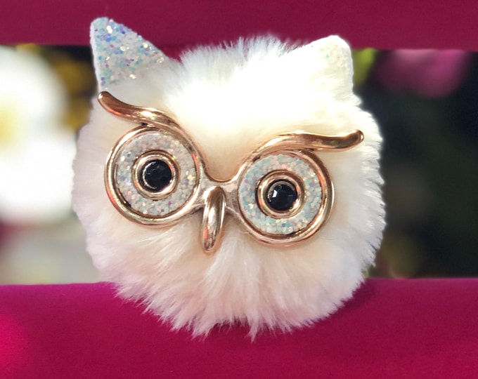 Owl Keychain, Owl Pompom, Owl Keychain, Keyring Owl Pompom, Owl Keyring Pompom, Owl Faux Keychain, PomPom Fluffy Keychain, Mini Fur keychain
