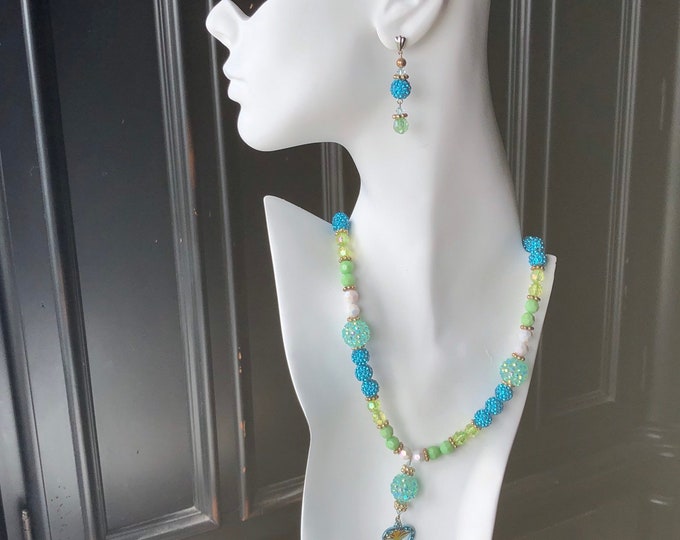 3 Piece Tinker Bell Chunky Necklace, Tinker Bell Bubblegum Necklace, Kids Jewelry DIY, Girls Necklace, Chunky Bead Necklace