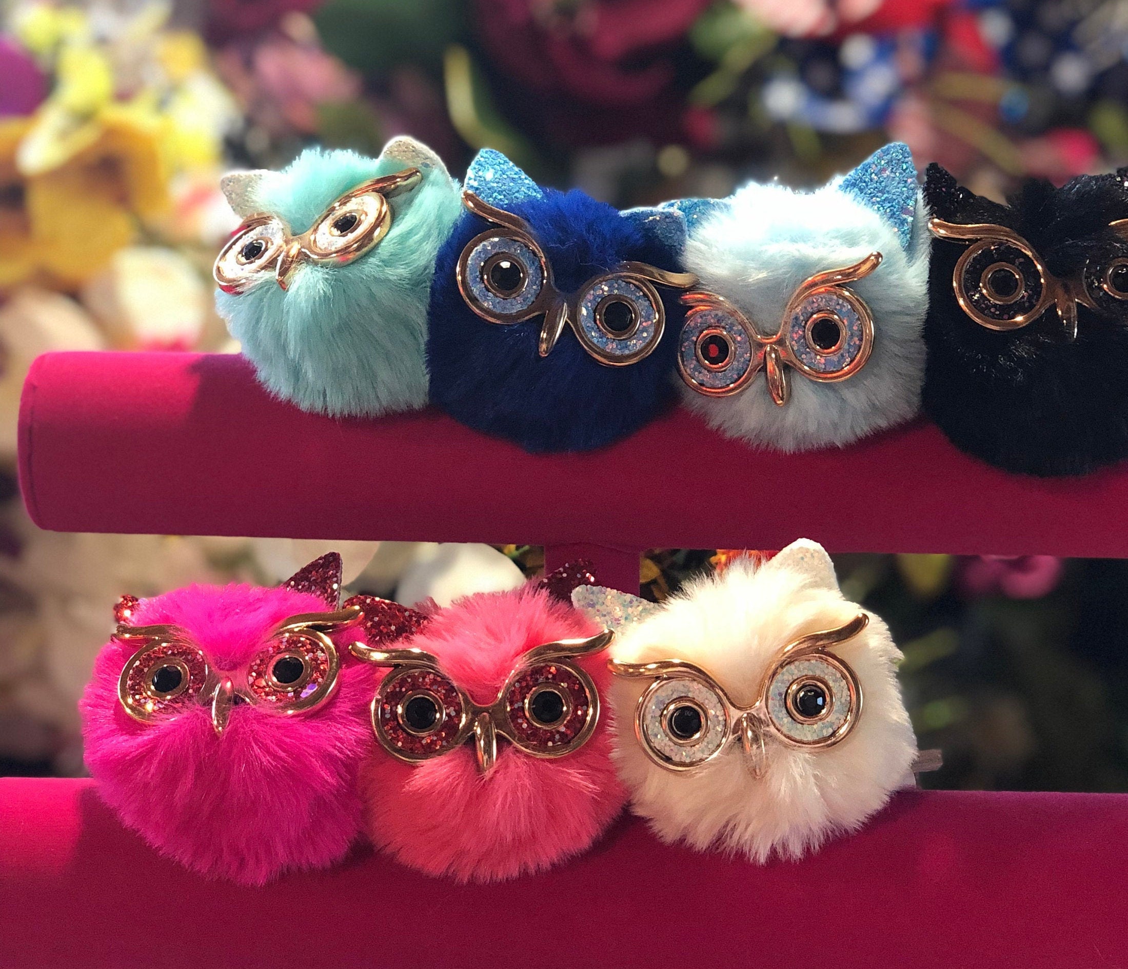 HoneyBeeWreathsHon Owl Keychain, Owl Pompom, Owl Keychain, Keyring Owl Pompom, Owl Keyring Pompom, Owl Faux Keychain, Pompom Fluffy Keychain, Mini Fur Keychain