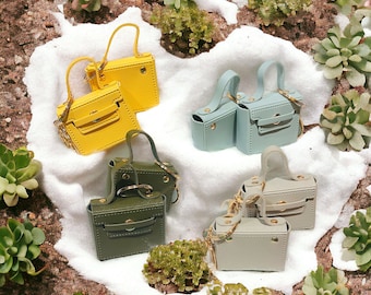 Mini leather coin bag, coin bag keychain, mini key ring bag, car key ring, initial key ring bag