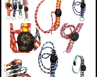 Paracord compass lanyards